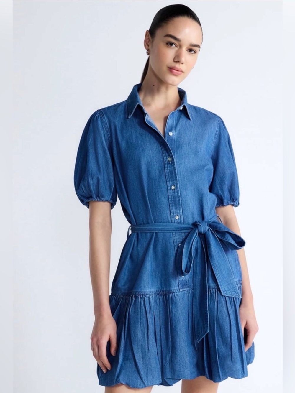 Free Assembly Women’s Cotton Mini Dress /Puff Sleeves
